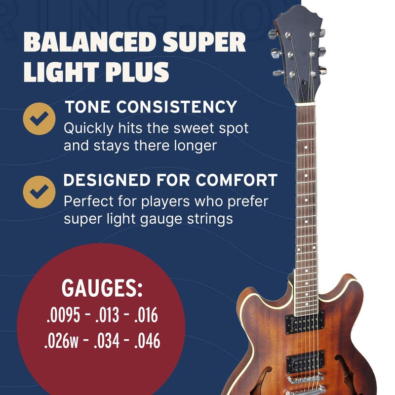 Stringjoy BAL95 Signature Nickel Electric Guitar Strings, (Balanced Super Light Plus Gauge - 9.5-46) - Image 4